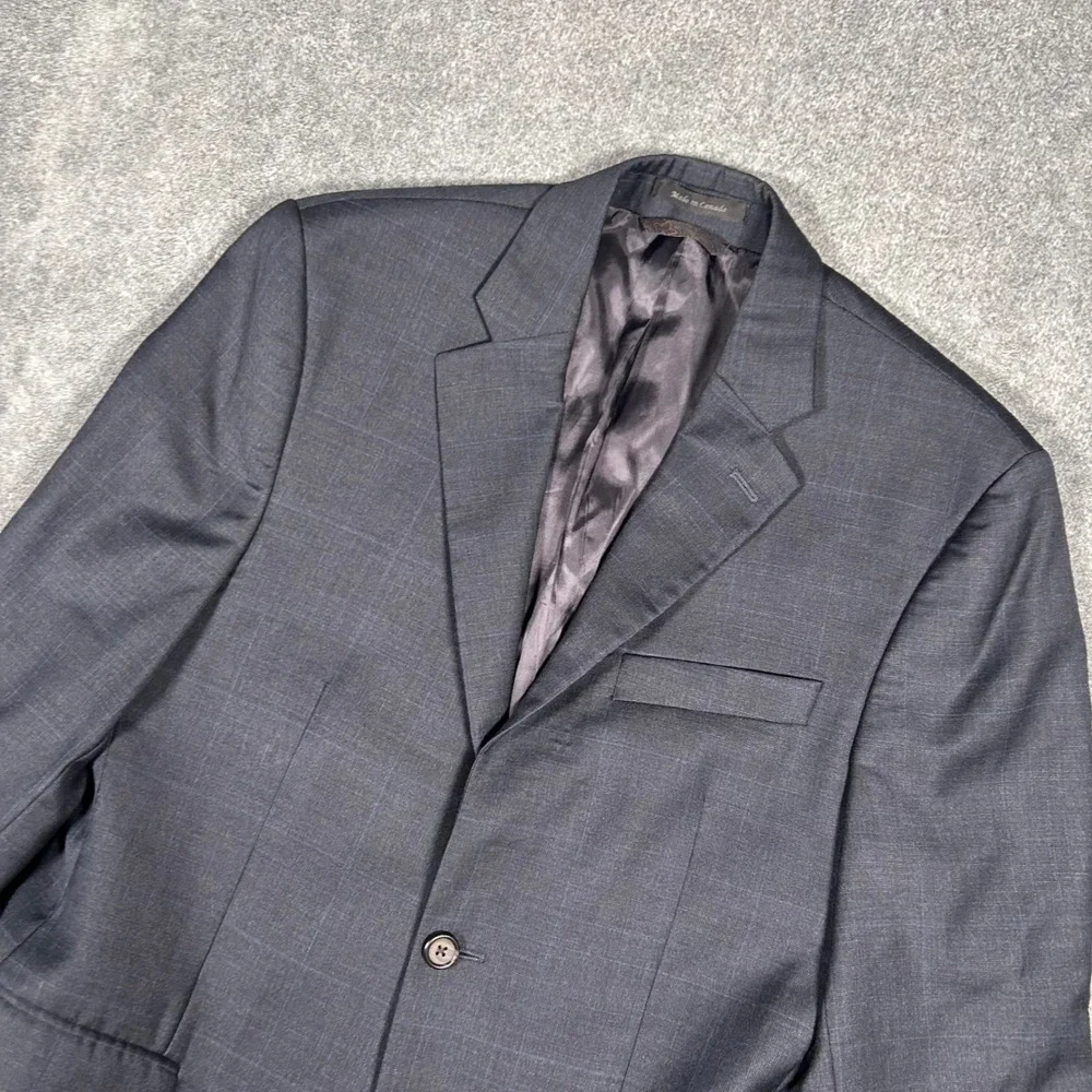 Lauren Ralph Lauren Blazer Windowpane Plaid  100% Wool Charcoal Gray Mens 42R